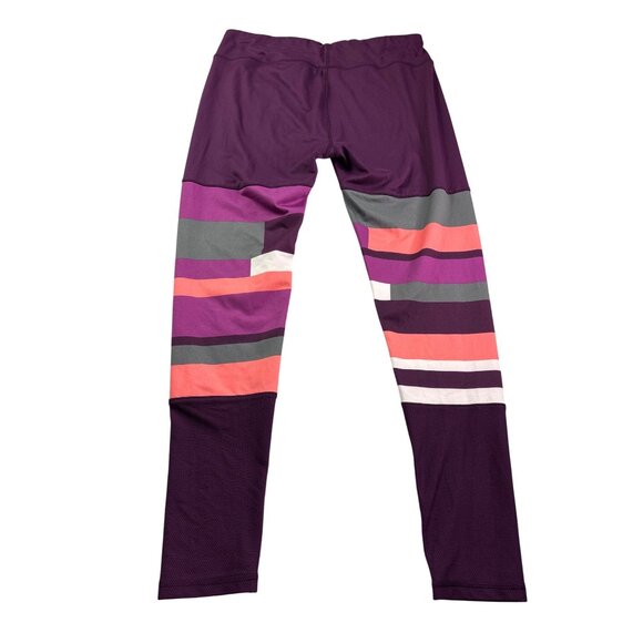 MTA Sport Womens Colorblock Leggings L Purple Multicolor Mesh Detail - Picture 3 of 4